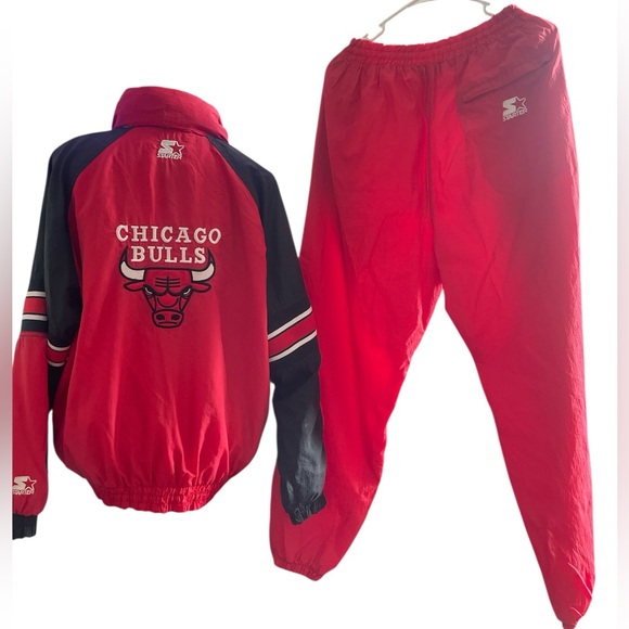 Vintage 90s Starter NBA Chicago Bulls Red Tracksuit - Picture 2 of 12
